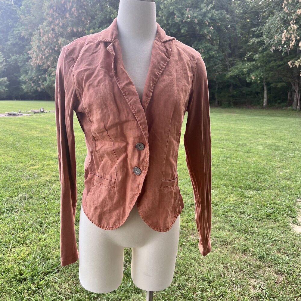 Sandwich Lightweight Linen Cotton Jacket Orange Large